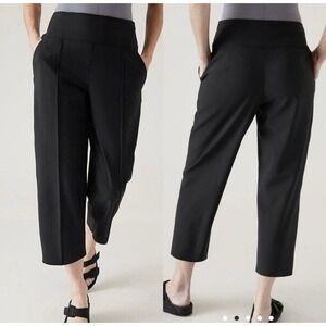 Athleta Stellar Wide Crop Pants Black Size 4 - Work Travel Athleisure EUC‎